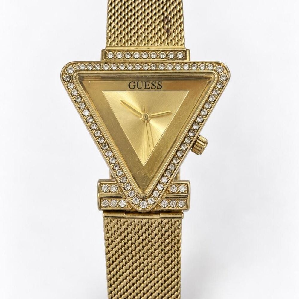 Vintage Gold-Tone GUESS Inverted Triangle Rhinestone Mesh Watch - Picture 4 of 5